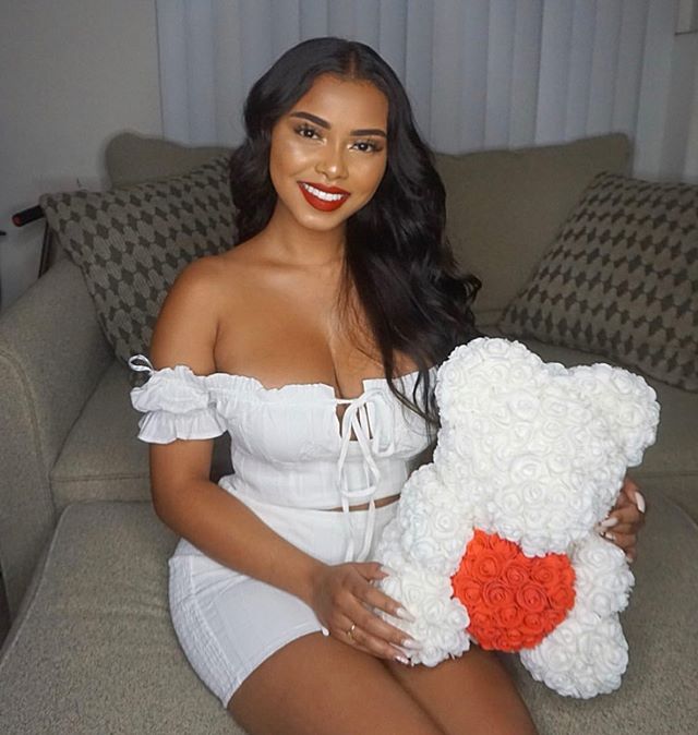 White Love Heart Rose Bear Limited Edition